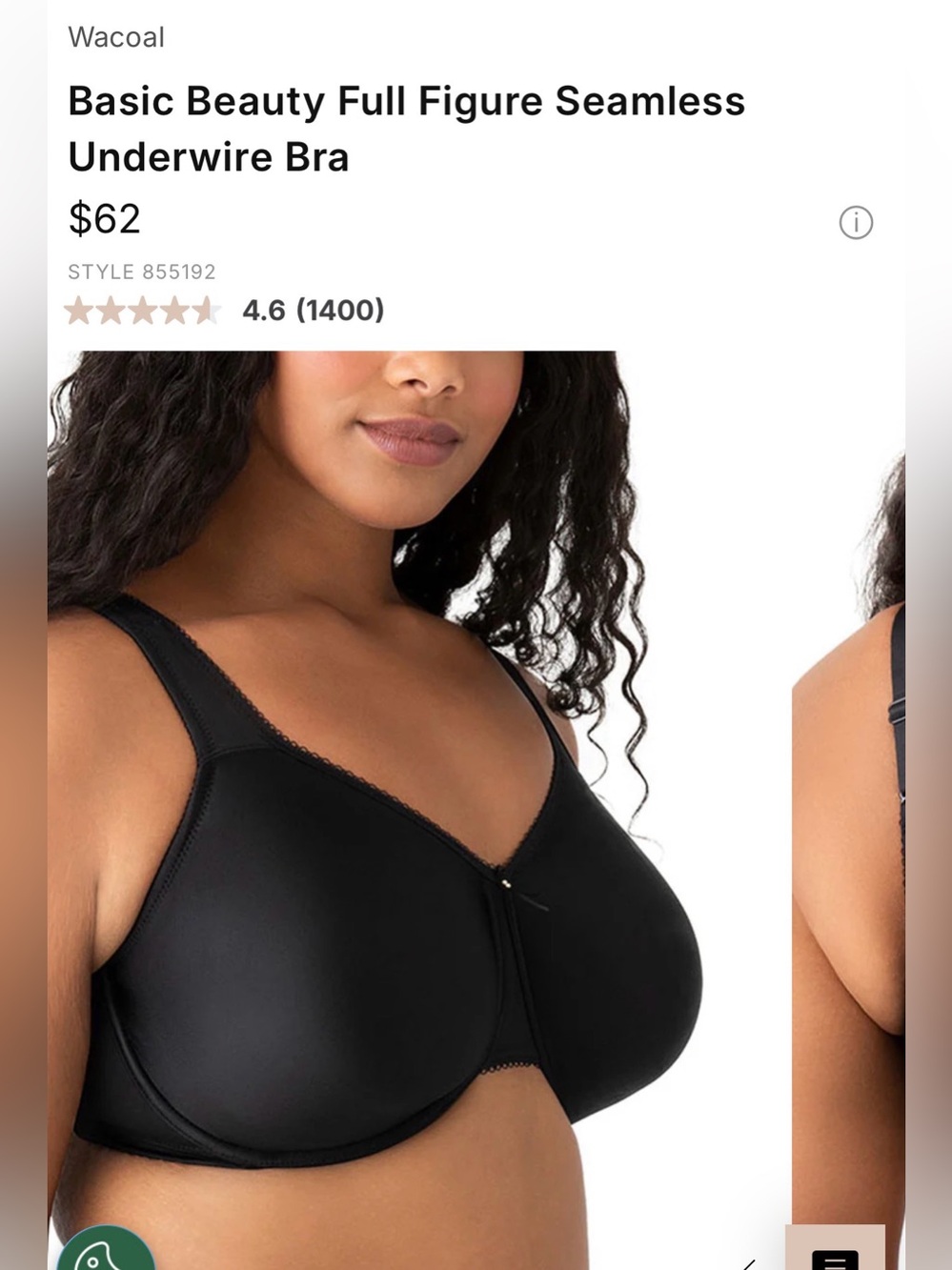 Wacoal Basic Beauty Full Figure Seamless Underwire Bra — Black 38DDD like new